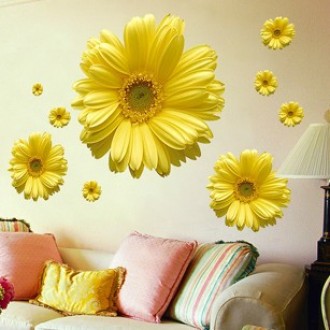 Gold Chrysanthemum Flower Wall Sticker